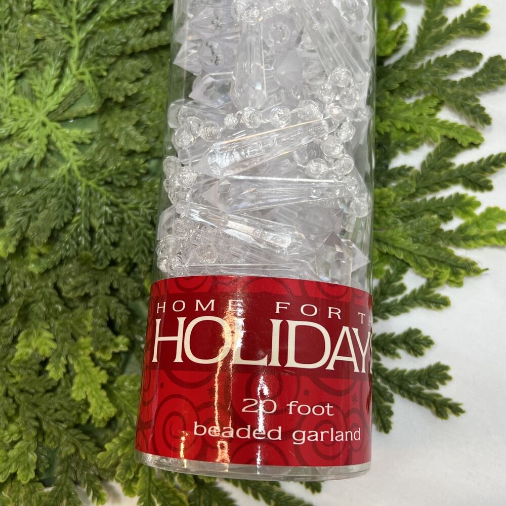 Vintage Home For The Holidays Beaded Icicle Faux Glass Crystal Plastic 2003 20ft